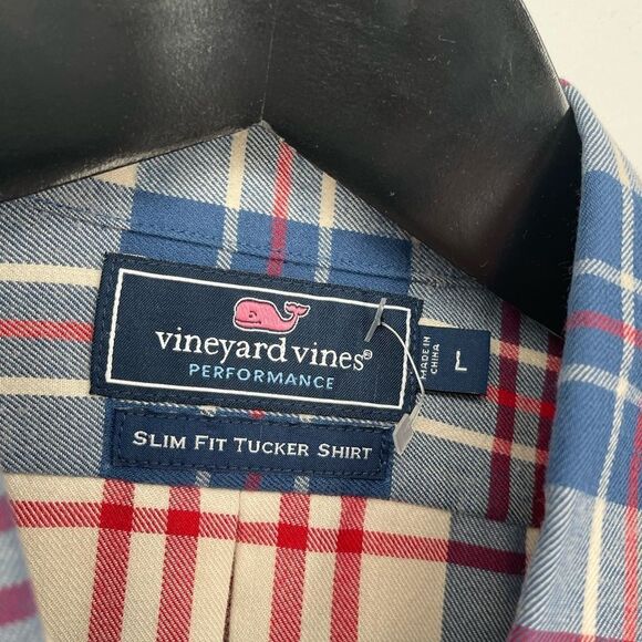 Vineyard‎ Vines TUCKER Shirt Button Down Multicolor Plaid check Men's L Slim Fit - Picture 5 of 7
